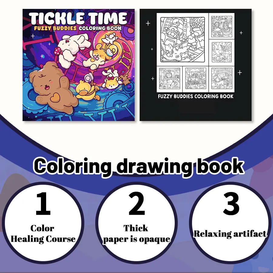 Malbuch-Set für Erwachsene, niedliche Tier-Themen, leicht entspannendes Malbuch für Eltern – Kinder, die zu Hause bindet