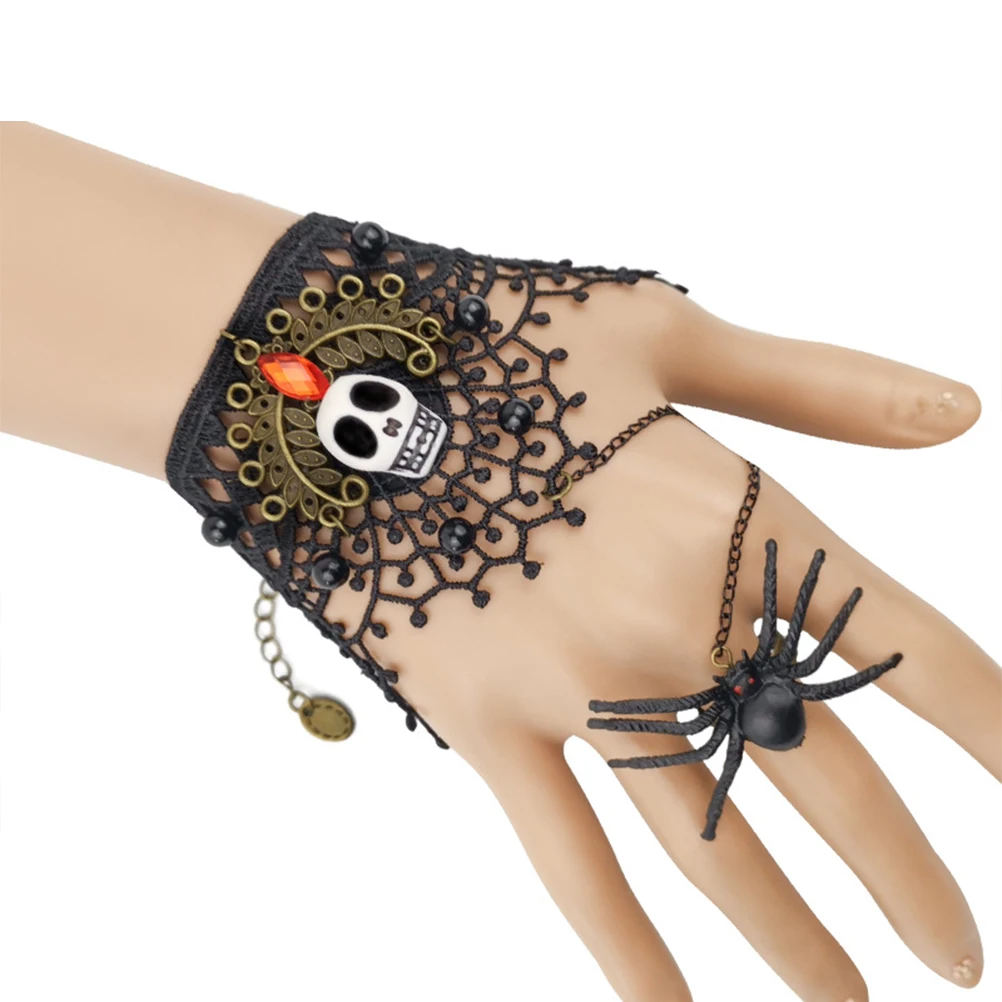 

Ghost Head Bracelet Halloween Theme Women Jewellery Black Lace Spider Design Fashion Accessories Gift Idea