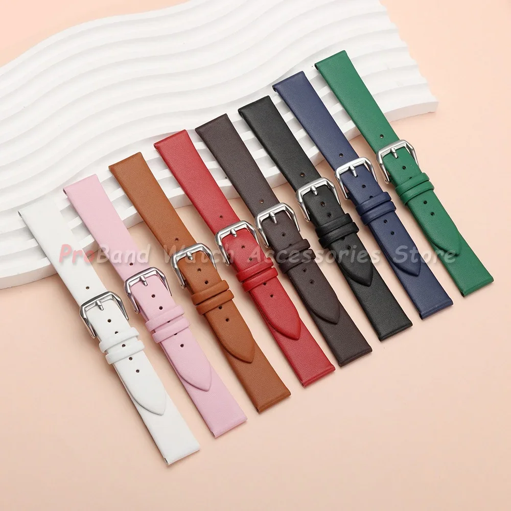 18mm 20mm 22mm Ultra Thin Leather Watch Straps Soft Plain Waterproof Watch Band Men Women Universal Replacement Wrist Bracelet