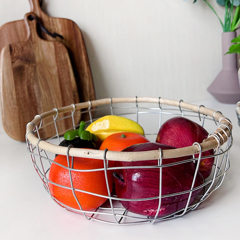 

3pcs Iron Wire Fruit Basket Large Capacity Vegetable Storage Reusable Metal Baskets Wire Basket Table Home Storage