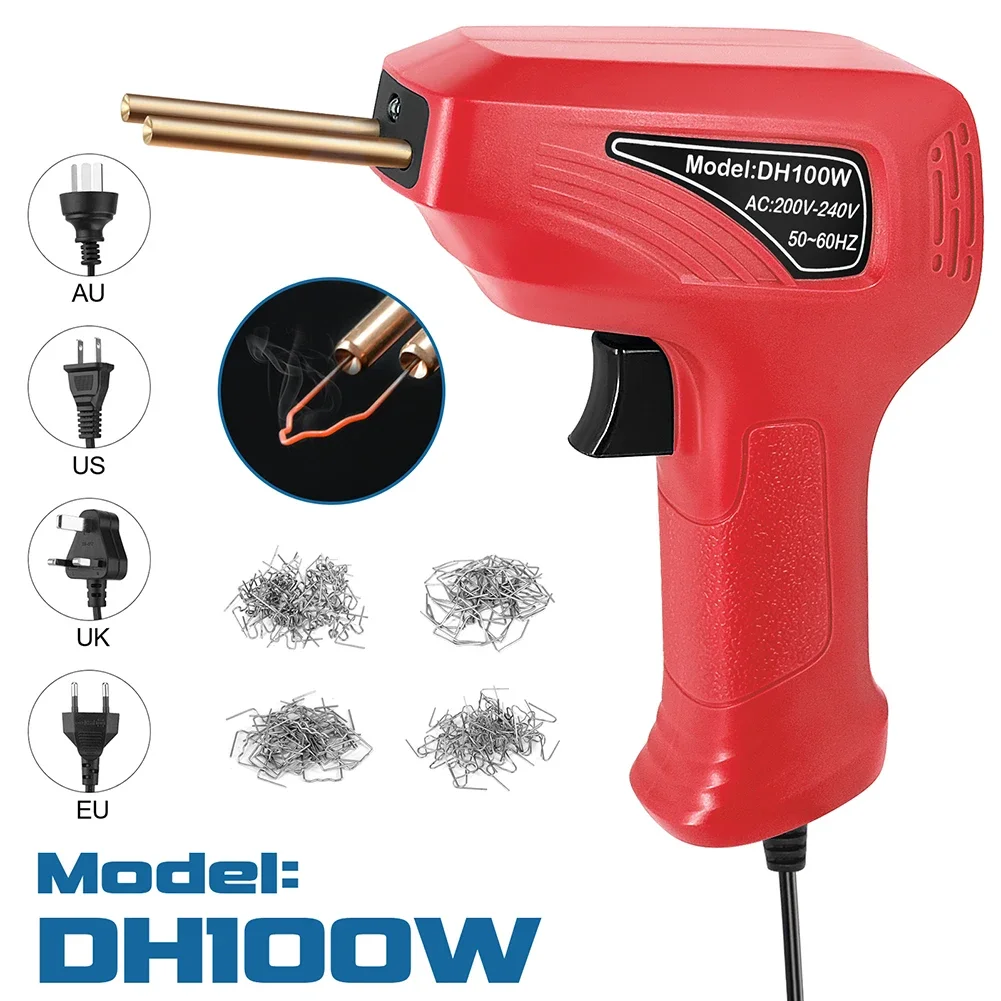 

Красный пластиковый сварочный аппарат 100 Вт, горячий пистолет для гвоздей с 200 сварочными гвоздями, комплект для ремонта автомобильного бампера, инструмент для растрескивания, сварочный аппарат для гаража