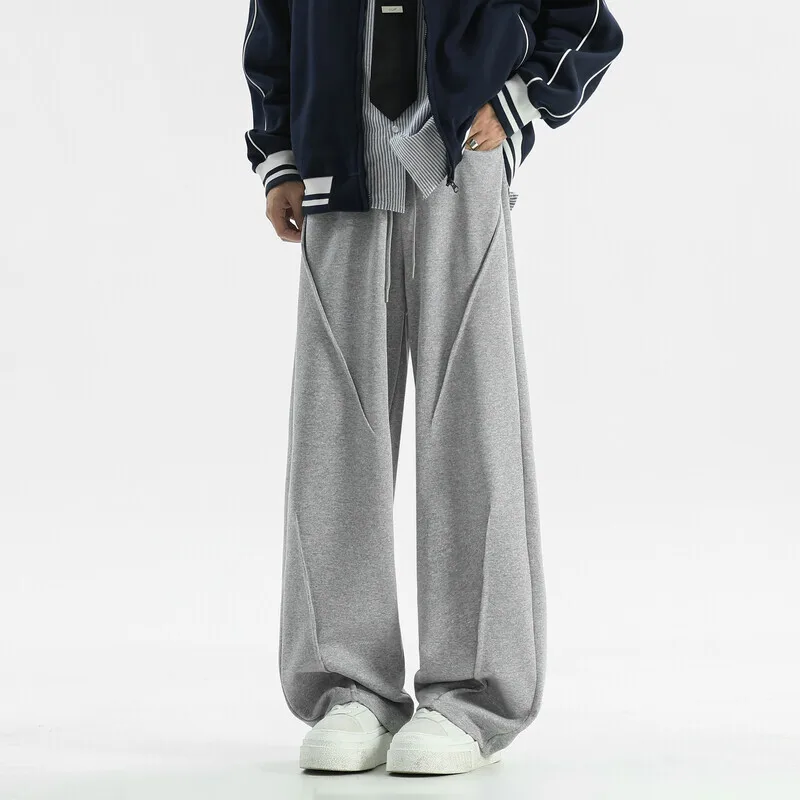 Black Casual Pants Men Oversized Wide Leg Pants Men Grey Sweatpants Streetwear Loose Joggers Sports Pants Mens Trousers M-2XL