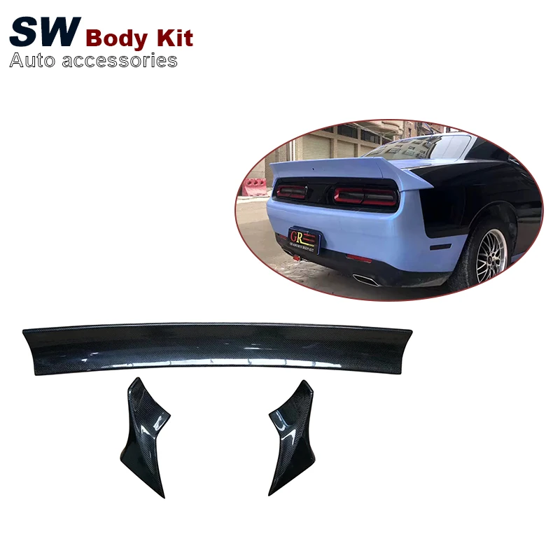 Carbon Fiber LB Style Trunk Spoiler for Dodge Challenger SRT Rear Bumper Splitter Lip Diffuser Cover Trim Body Kit