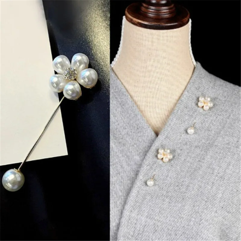 Fashion Simple Jewelry Size Two Imitation Pearls Brooch Pins For Woman Girls Temperament Cardigan Sweater Scarf Buckle Brooches