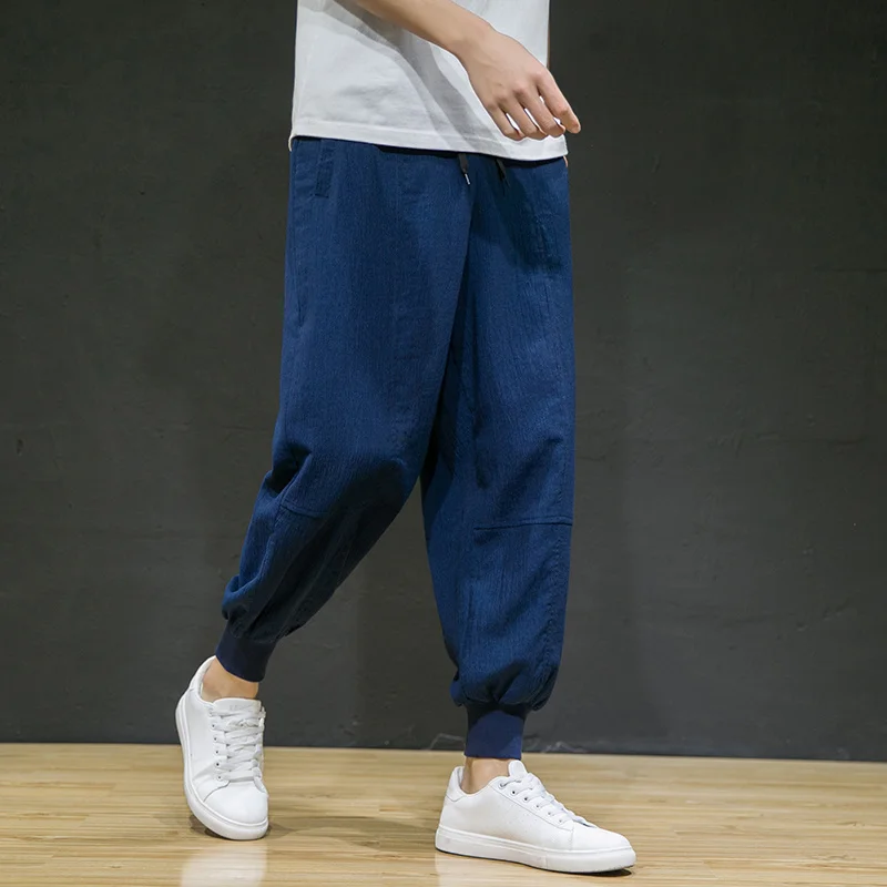 Chinese Style Thin Ice Silk Casual Sports Joggers Summer Loose Plus Size Harem Pants Oversized Sweatpants Men Clothing