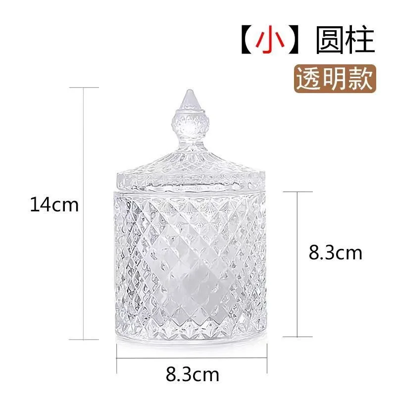 Spot Plate European-Style Glass Clear with Cover Storage Fruit Bowl Seasoning Box Tea Jar Ashtray Return Cruet