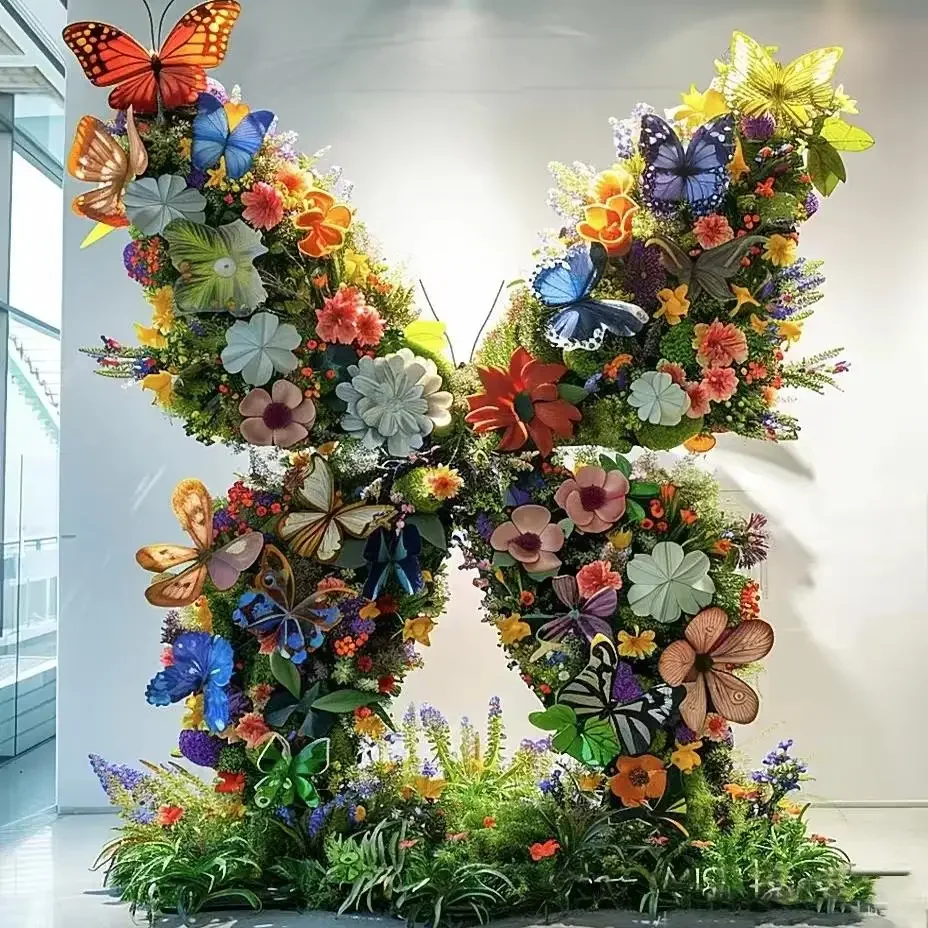 

Internet celebrity flower wall large butterfly decorative props three-dimensional beauty Chen simulation wing landscaping