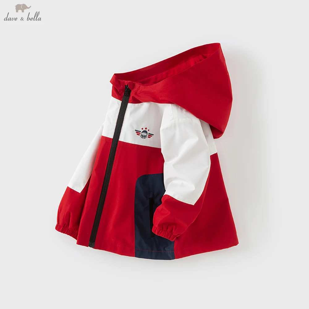

Dave Bella, весенне-осеннее ветрозащитное пальто с капюшоном для мальчиков, повседневная ветрозащитная верхняя одежда на молнии, детская одежда DB1250992