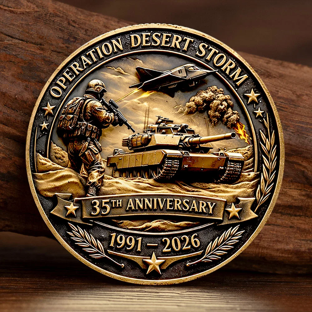 Moneda Conmemorativa 2D UV del 35.º Aniversario de la Operación Dust Storm, Moneda de Colección de Honor para Veteranos de 1991-2026, 35 Años de Honor