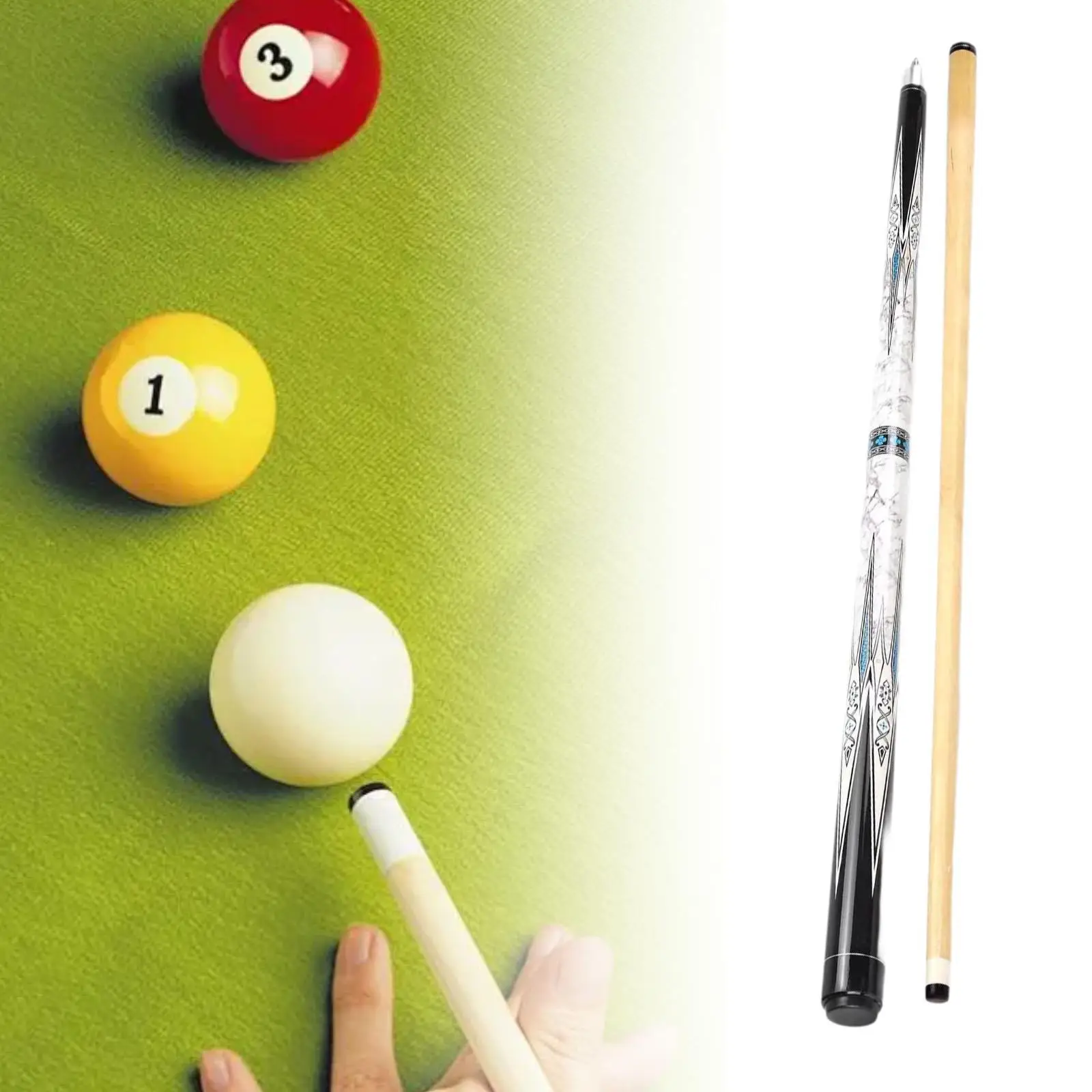 1-2-split-billiard-cue-snooker-cue-wooden-practical-2-sections-portable-stylish-pool-cue-for-game-bar-home-players-beginners