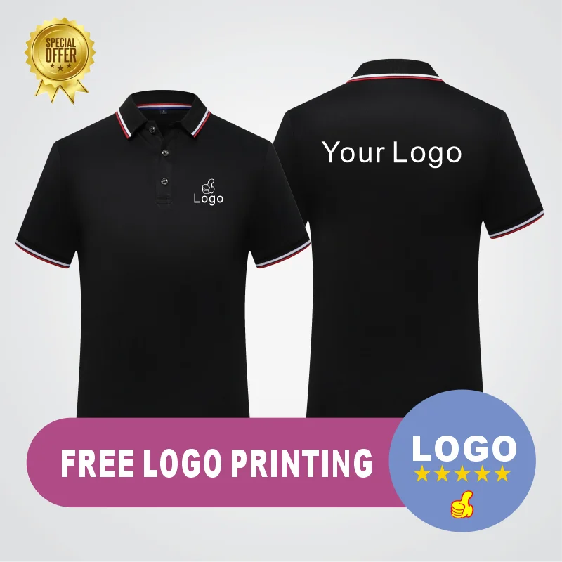 

Men's polo shirt with collar print Customized casual short sleeved logoCompany group pattern Brand embroidery pattern shirt