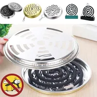 Mosquito Coils Holder Stainless Steel Mosquito Coil Box Round Mosquito Coil Rack Tray Easy To Clean Anti-Mosquito Supplies