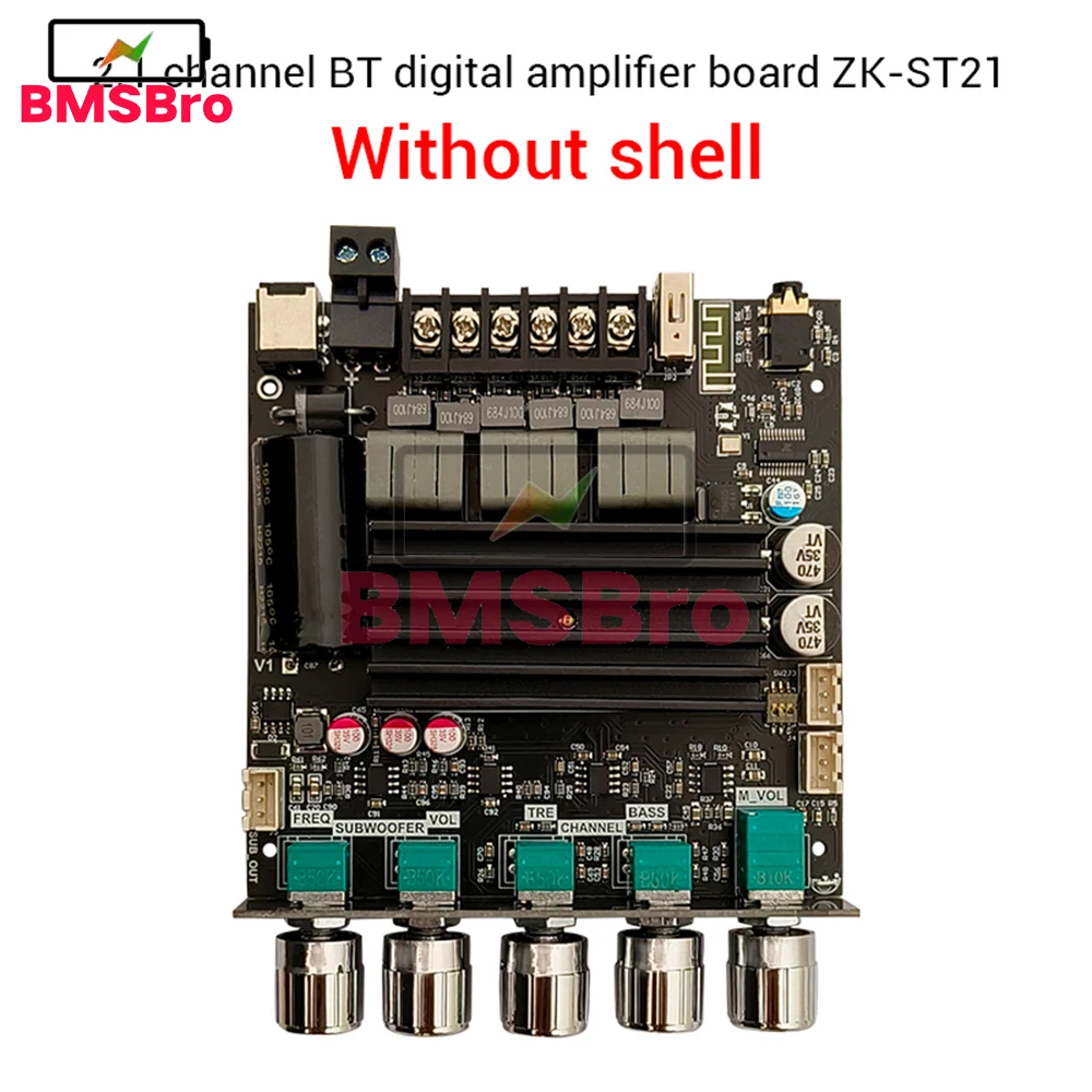 

2.1 Channel APP Control Digital Power Amplifier Board 100W*2+200W 12-30V Bluetooth AUX Sound Card U Disk for Speaker Subwoofer