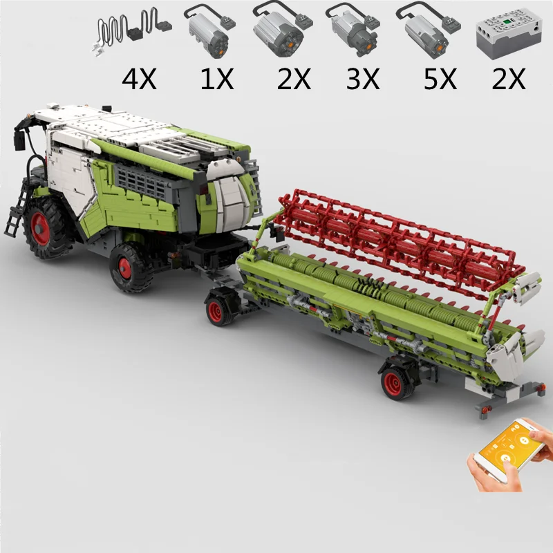 New technology building block moc-8900 Harvester tractor lawnmower remote assembly toys difficult boy birthday gift 6900 + PCs