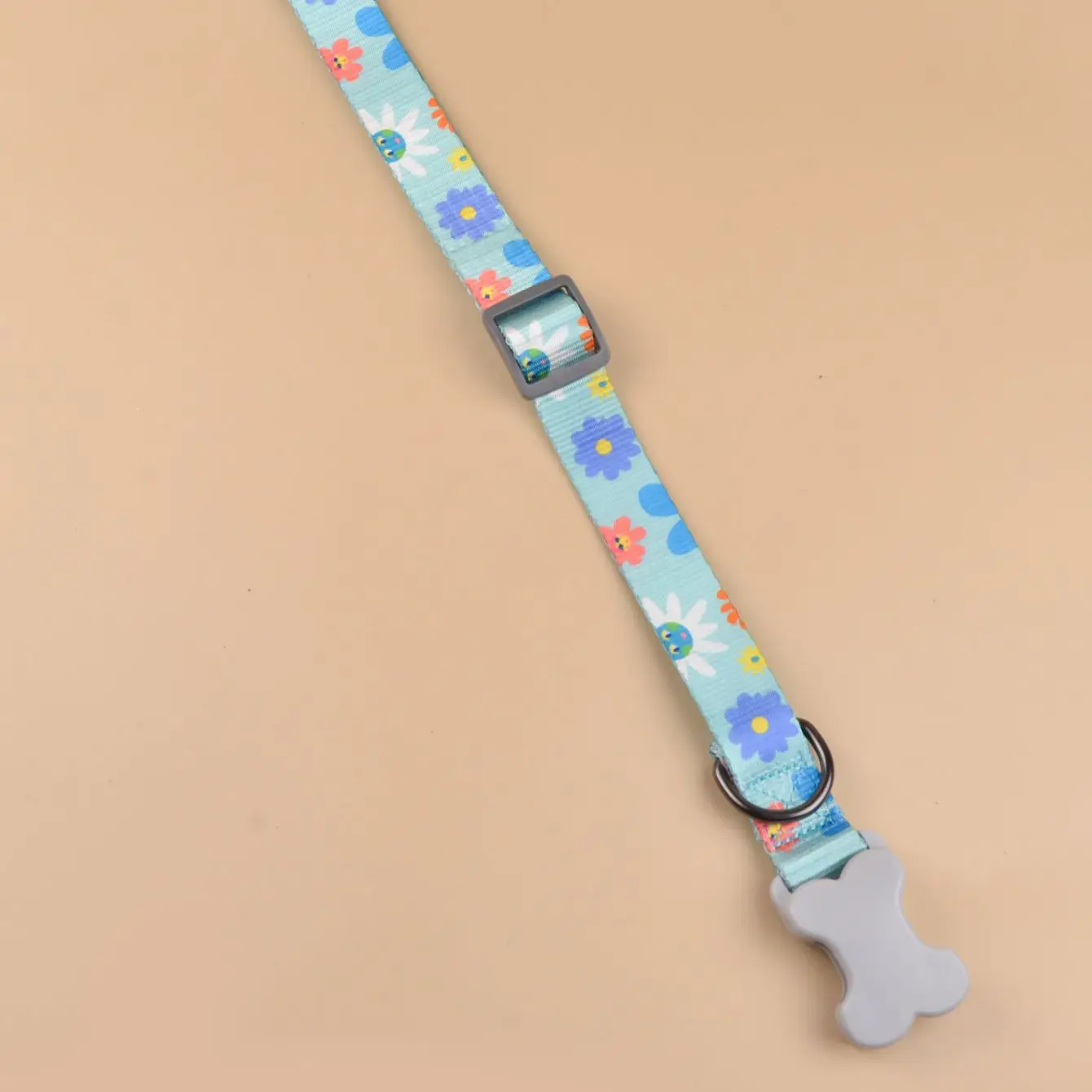 Cute Design Flower Print Designer Bone Buckles Pet Collar For Small Medium Larger Dogs