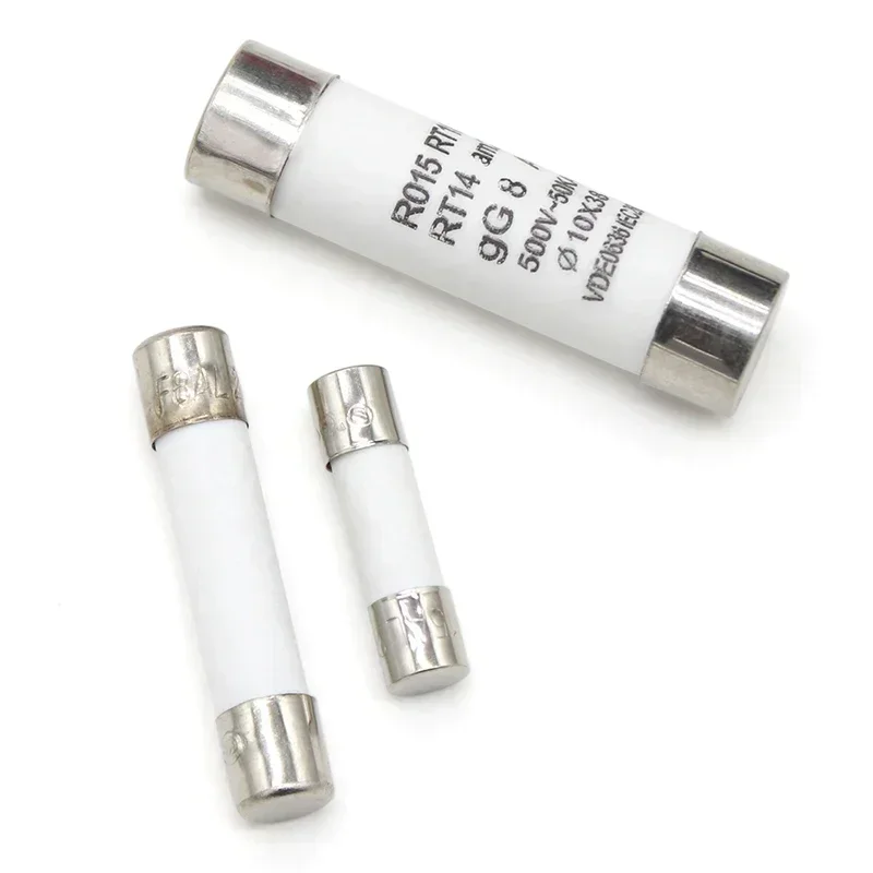 10~100pcs Carton,Ceramic Fuse Tube 0.5 1 2 3 4 5 6 8 10 15 16 20 32A Fuse 5x20mm 6x30mm 10x38mm 250/500V Fast Blow Fuses Tube