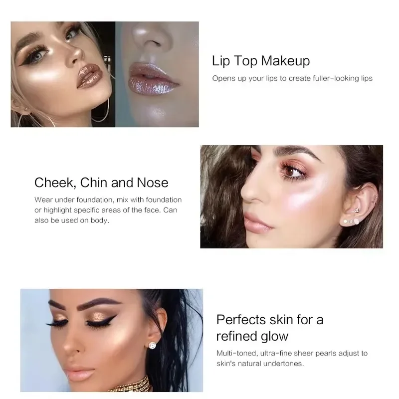 3가지 색상 패션 하이 글로스 하이라이터 파우더 스프레이 글리터 쉬머 스파클 메이크업 (얼굴 및 바디용) - 뷰티 하이라이트 스프레이