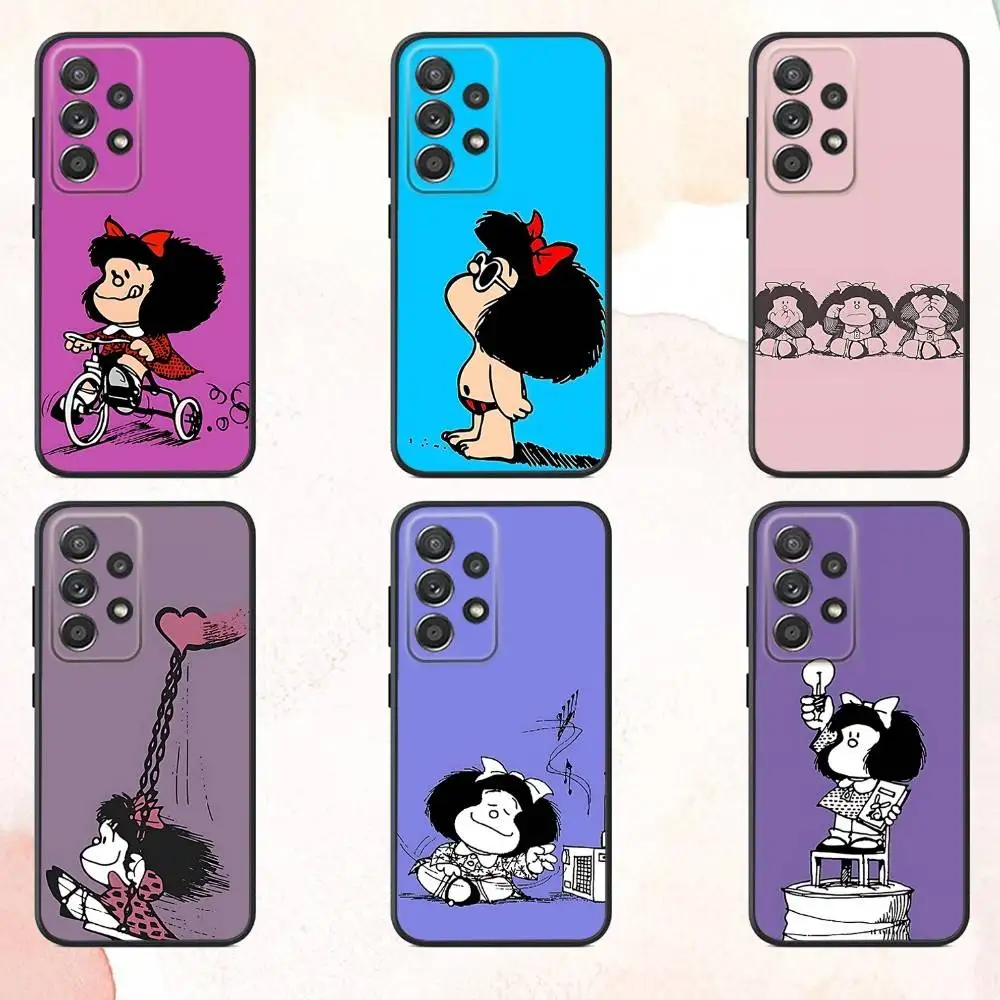 

M-Mafaldas Cute Phone Case For Samsung S25,S24,S21,S22,S23,S30,Ultra,S20,Plus,Fe,Lite,Note,10,9,5G Black Cover