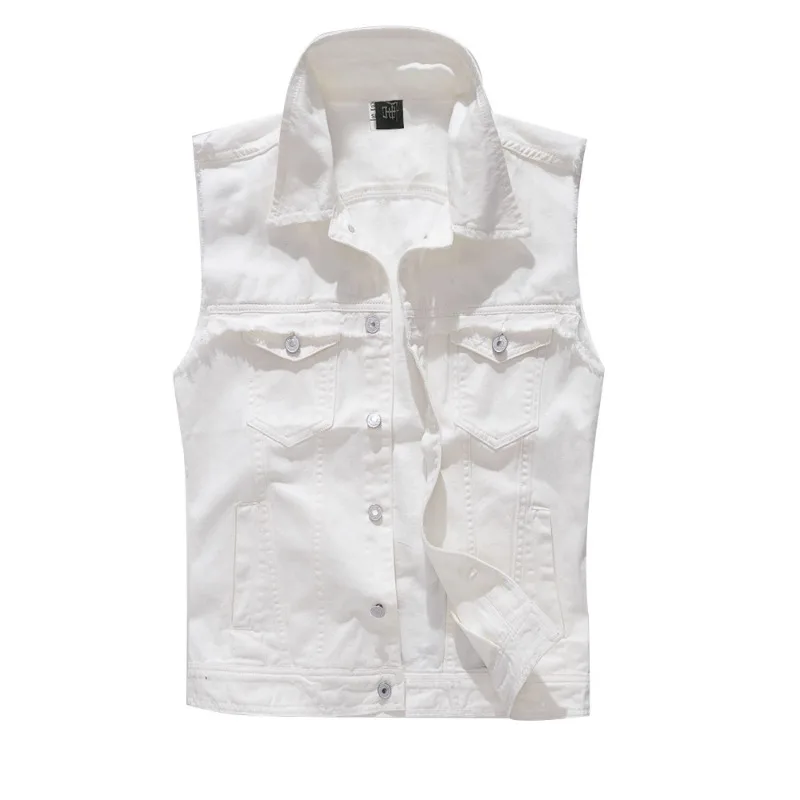 

Spring and Autumn Trendy Men's Oversized Denim Vest, Simple White Sleeveless Camisole Vest, Trendy Casual Vest