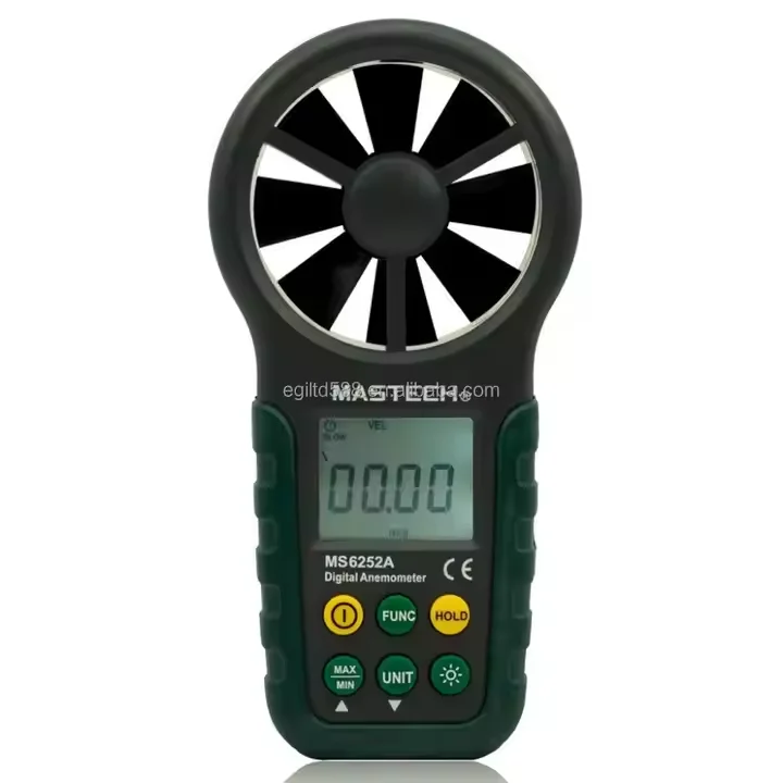 MASTECH MS6252A Portable Digital Anemometer Handheld Wind Speed Air Flow Measuring Meter with LCD Display and Backlight