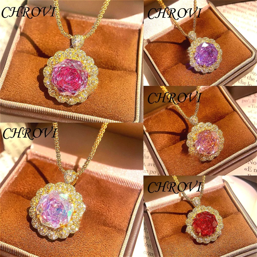 Light luxury 925 sterling silver vintage diamond pendant necklace gold necklace