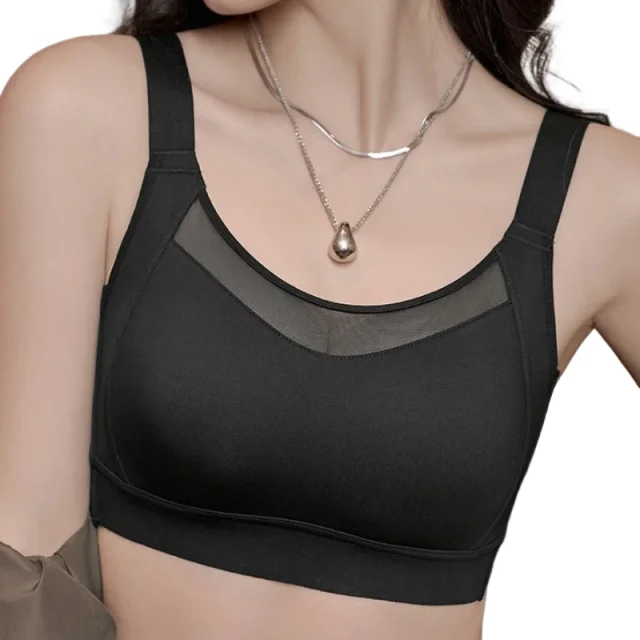 White KUCLUT  Minimizer Bra Seamless Breathable Side Control Anti-Sag Lingerie Summer Ultra Thin Wide Strap Underwear for Women