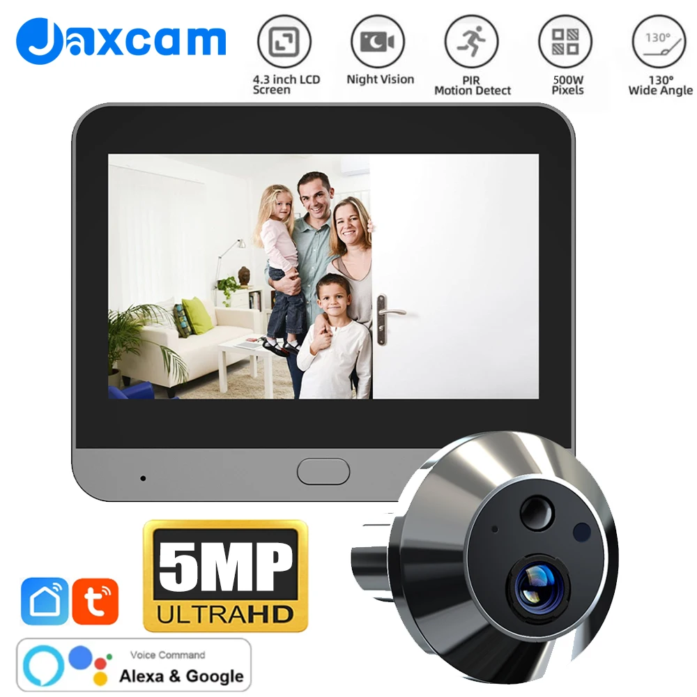 

4.3 Inches Smart Life Tuya Wifi Doorbell Peephole Camera 1080P PIR Night Vision Motion Detection Digital Door Camera 130° Angle