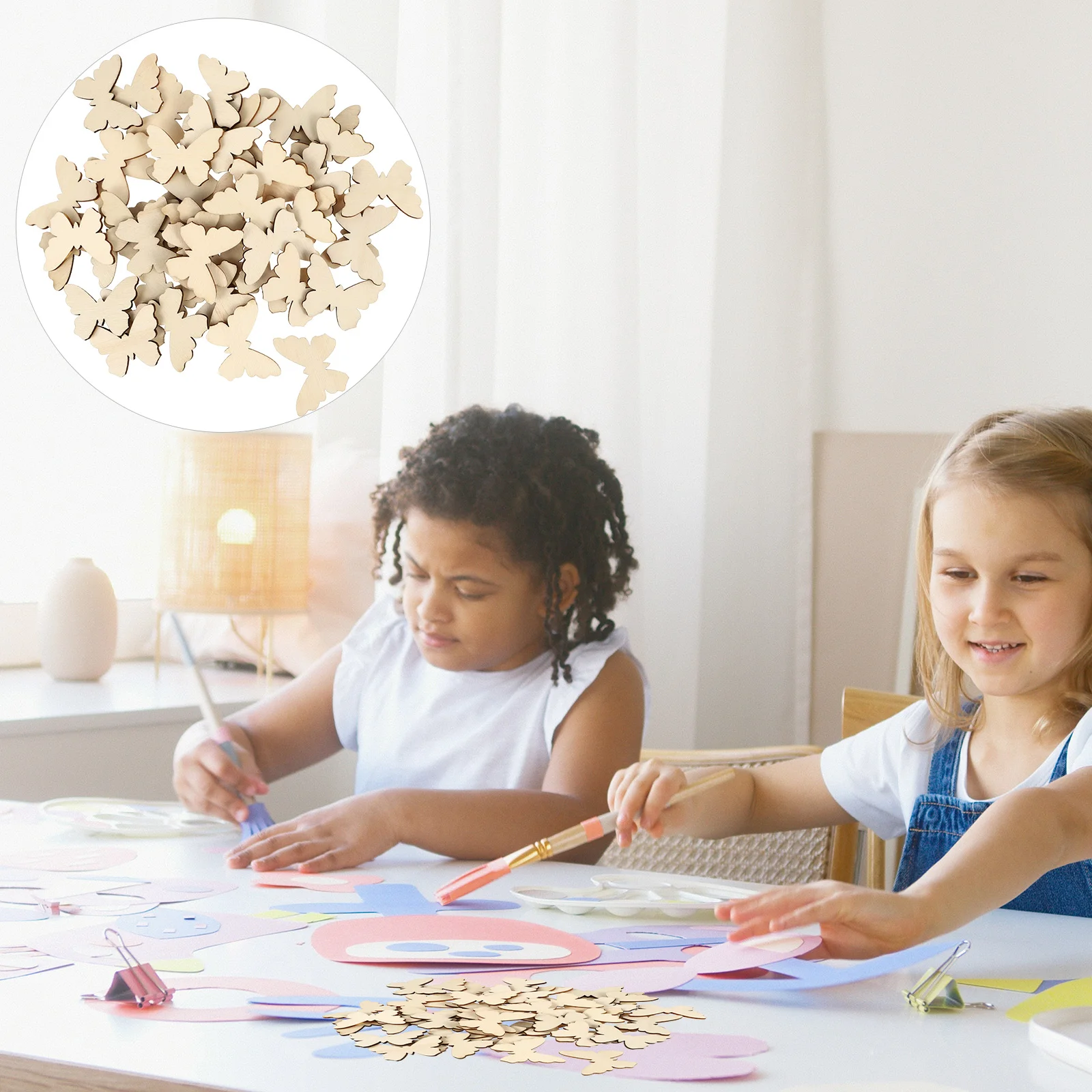 

100Pcs DIY Wood Embellishments Butterflies Wooden Cutouts for Painting Crafts Graffiti Fun Family DIY Projects Home Wall Decor
