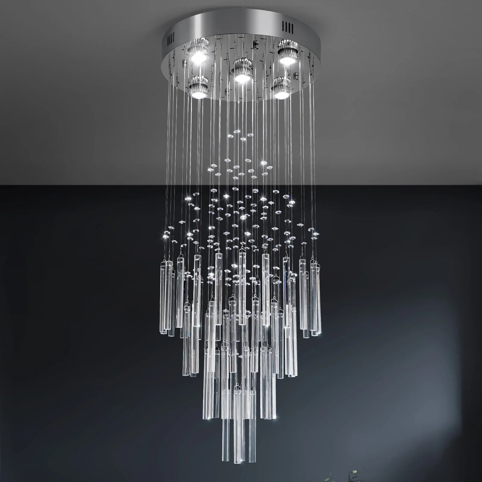 Luxury Crystal Led Pendant Light Loft Stair Droplight Modern Chandelier Ceiling Lamps Home Appliance Deco Lustre Hanging Fixture