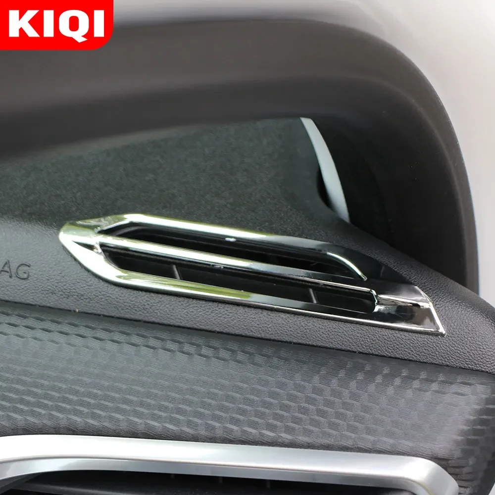 KIQI 2Pcs/Set ABS Chrome Air Vent Outlet Cover Trim Sticker for Peugeot 208 2015 2016 2017 2018 2019 LHD Accessories