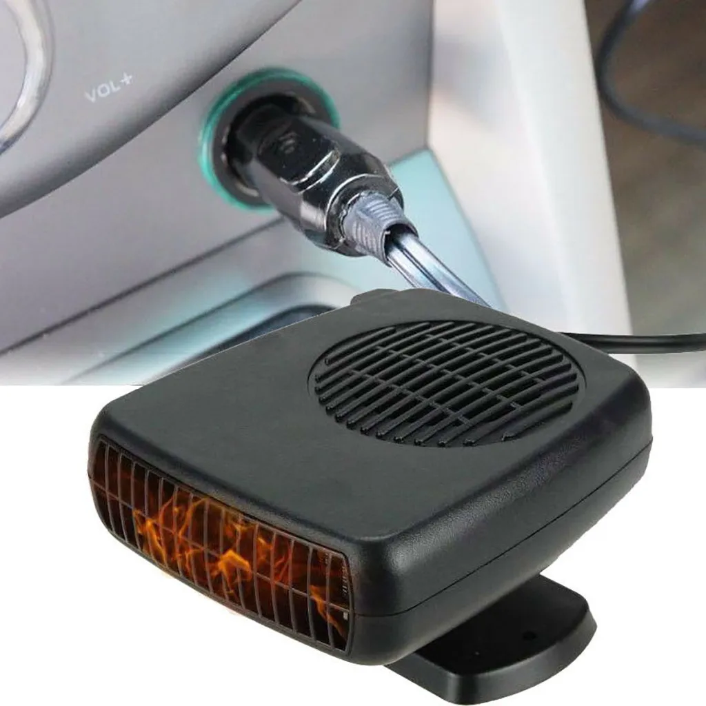 12/24V 200W Portable Auto Car Heater Defroster Demister Electric Heater Windshield 360 Degree Rotation ABS Heating Cooling Fan