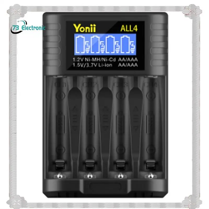 

24-Hour Delivery Yonii ALL4 Charger, 4-Slot High-Speed LCD AA/AAA Charger, Suitable For 1.2V Ni-MH 1.5V/3.7V Li- Rechargeable