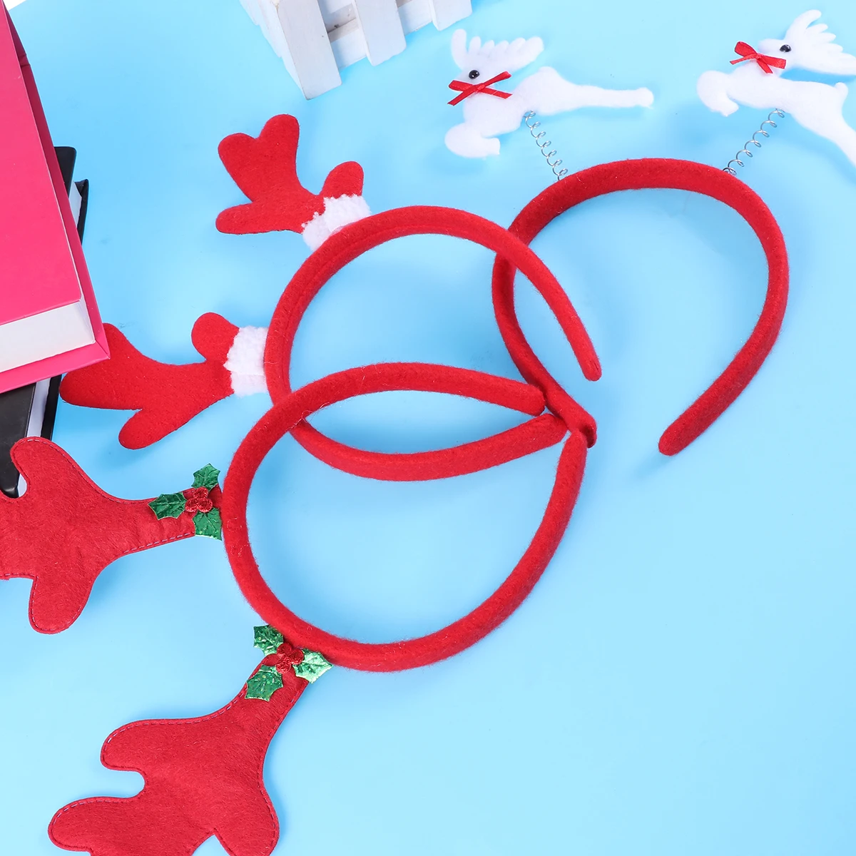 

6pcs Christmas Hair Hoops Deer Horn Hairbands Non-Fading Lightweight Party Favors Costume Carnival Decoration Creative Gift For