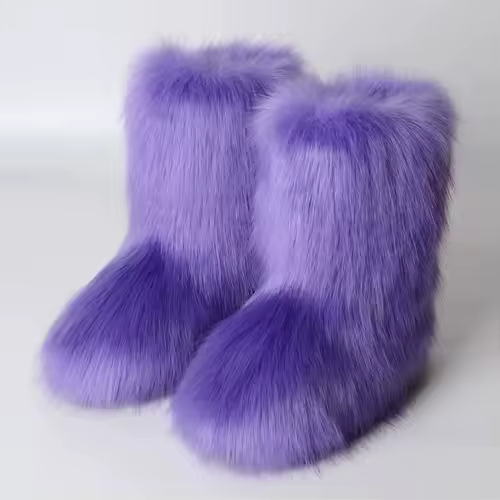 Women's Winter Snow Boots Outdoor Luxury Furry Faux Fox Fur Boots Woman Plush Warm Platform Shoes New Fashion Bottes Big Size 46 - Image 22