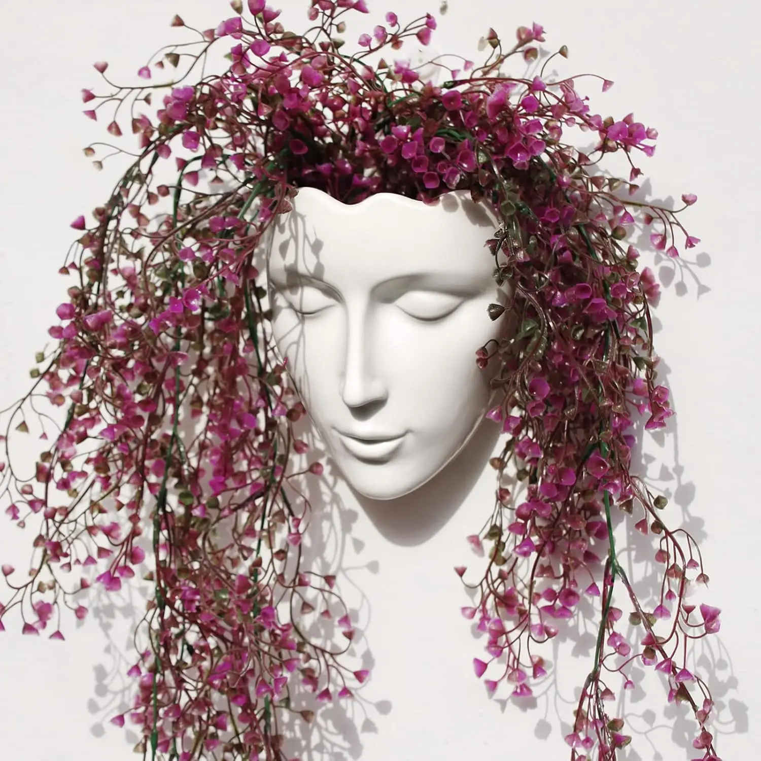 

Ceramic Face Vase, Modern Female Form Planter, White Wall Hanging Pot for Home Decor