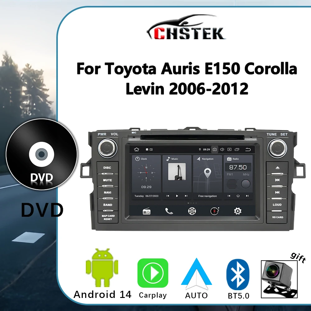 

CHSTEK Car Radio Android 14 For Toyota Auris E150 Corolla Levin 2006-2012 DVD CarPlay WIFI Autoradio Navigation Player Bluetooth