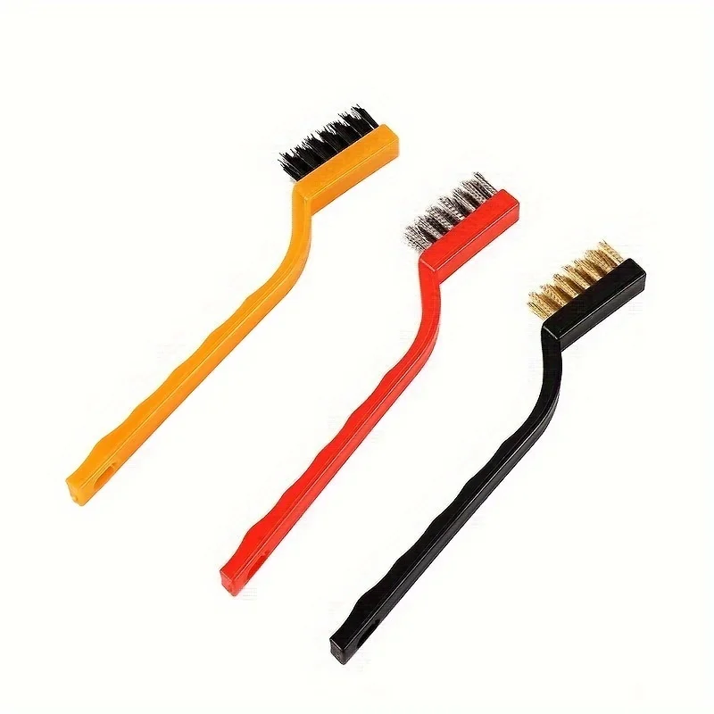 7 Inches Stainless Steel Brass Brush Polishing Rust Remover Metal Wire Burring Cleaning Tool Family 3-Piece Set