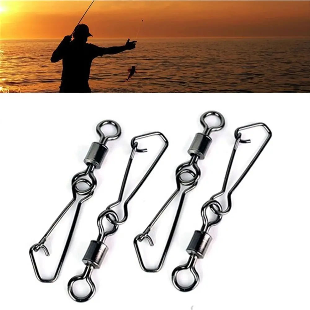 

Metal Fishing Tools Fishing Hook Rolling Swivel with Hooked Snap Tackle Fishing Bearing Swivels Connector