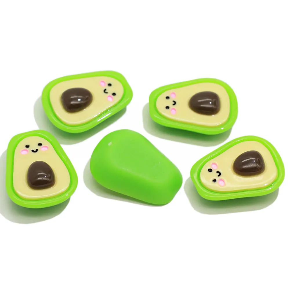 20/50/100x Simulation Kawaii Gesicht Avocado Harz Obst Flatback Cabochon Fit Telefon Decor Scrapbooking Handwerk DIY Zubehör