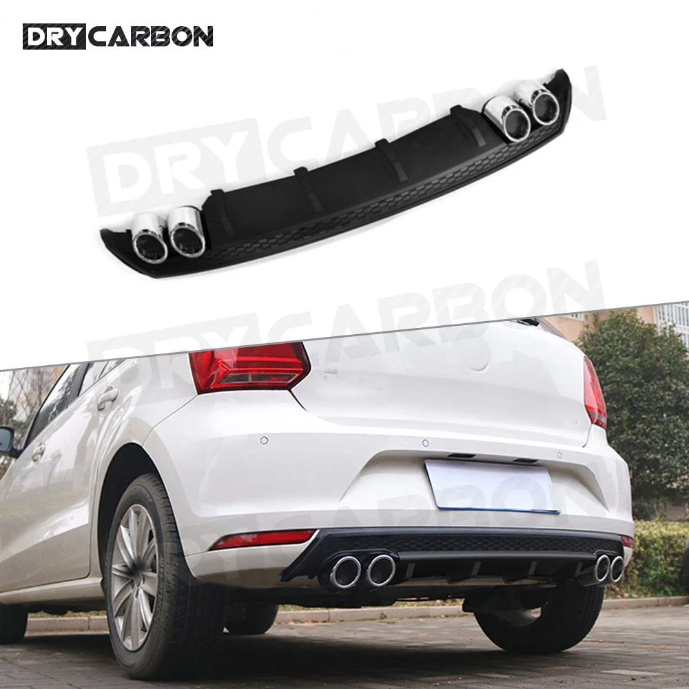 

High Quality PP Car Rear Lip Diffuser Spoiler For Volkswagen VW Polo Standard 2015-2018 Not for GTI Rear Bumper Guard