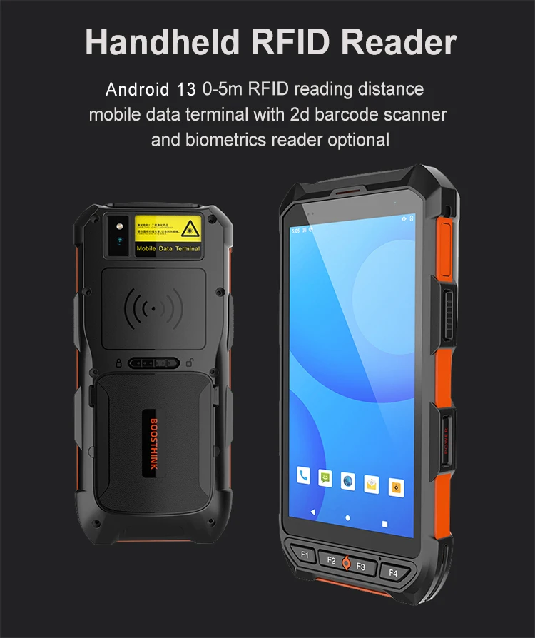 5.5 Inch 4G+64G Android 13 Mobile 4G Handheld Data Collection Terminal 1D 2D Barcode QR Code Scanner Internal UHF RFID Reader