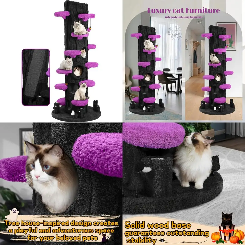 

Крытая кошачья башня высотой 90,5 с роскошным кондо-медом, мягкой подушкой, когтеточками, большим кошачьим деревом