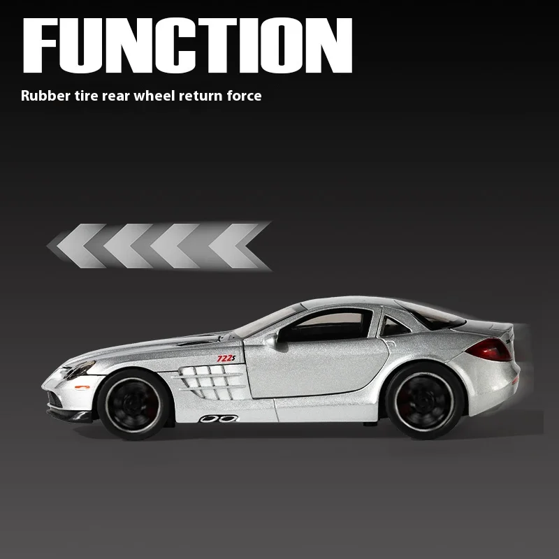 Symulacja 1:32 SLR 722s Supercar Model, odlewane ciśnieniowo aluminiowe ozdoby kolekcji Sedan, odpowiednie na prezenty świąteczne dla chłopców