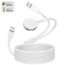 USB tipo C para relâmpago cabo do carregador rápido, carregamento sem fio magnético, 2 em 1, 20W, apto para Apple iPhone 14, 13, 11, Apple Watch 6, 5, 4