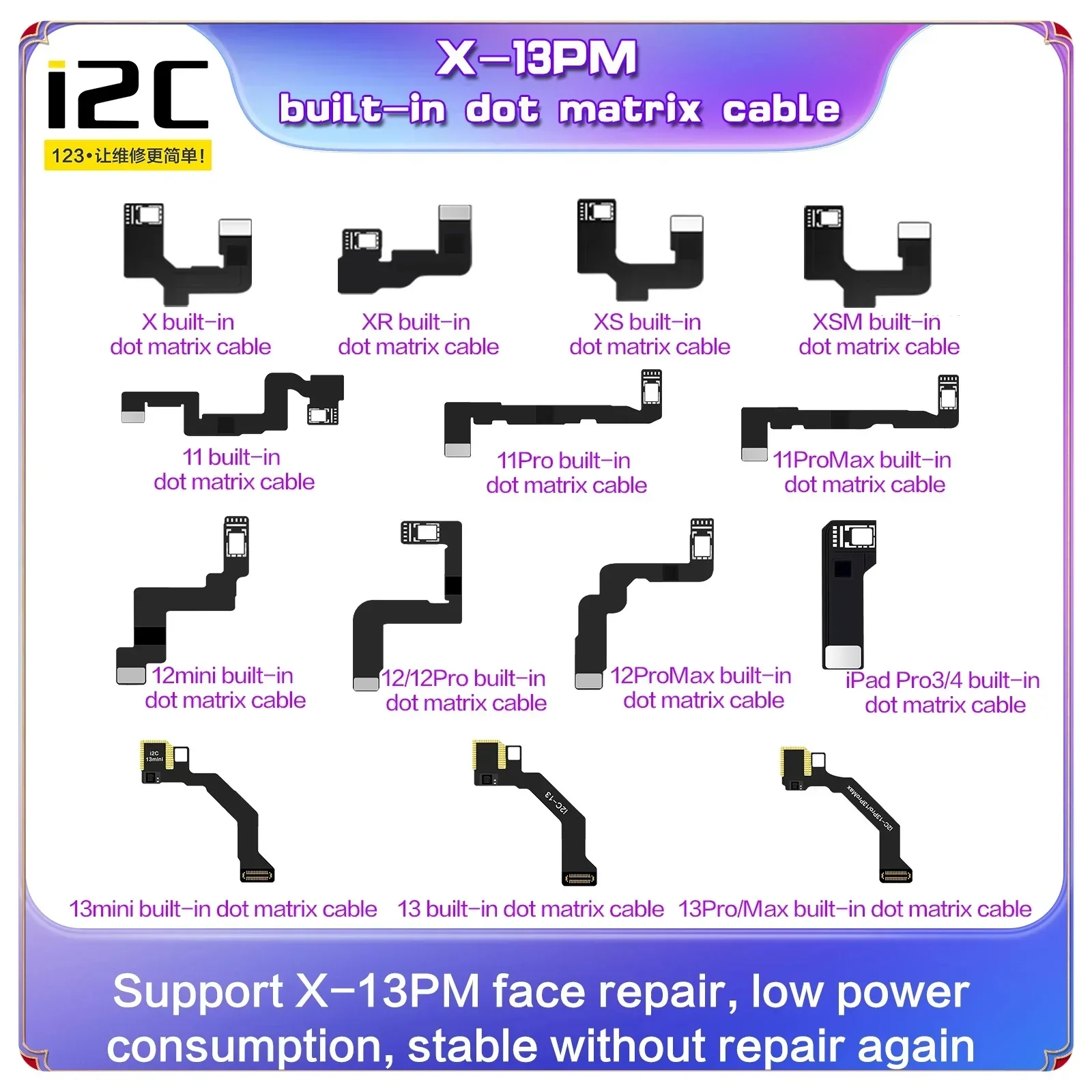 I2C MC15 Dot Matrix Repair Device No Soldering External Built-in X-12 13 15 Pro Max Face ID Flex Cable Facial Problem Solution