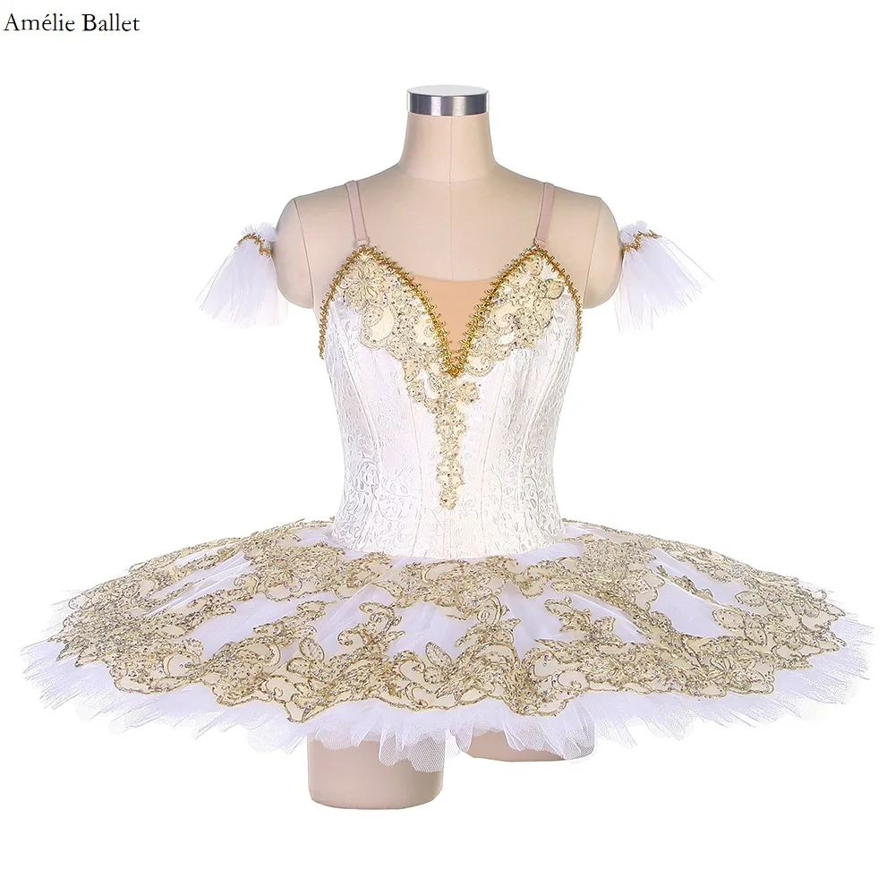 

B22089 Ivory and Gold Professional Ballet Dance Tutu Customized Classical Pancake Tutus For Adult Girls Ballerina Solo Costume