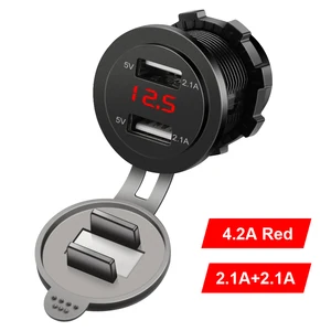 Double USB thuốc lá bật lửa, vôn kế xe hơi, tải điện thoại di động, xe máy, 12V-24V, 4.2A 12 Doanh số nhẹ hơn Voltimeter - 5