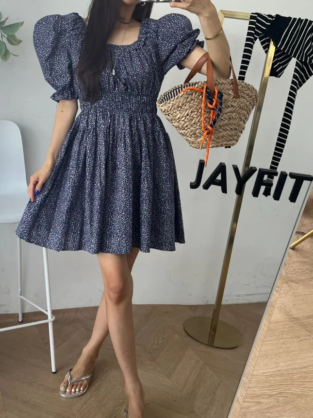 Gonna da donna con stampa floreale Bubble Sve Dr, rotonda, in vita elastica, snellente, a pieghe, dolce svasato, gonna per bambola ortodontica alla moda