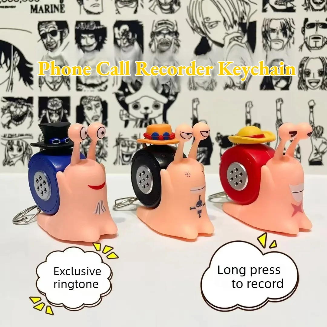 Anime One Piece Den Den Mushi Model Toys Cartoon Luffy Sabo Ace Snail Shaped Phone Can Sound Recording Toys Gifts