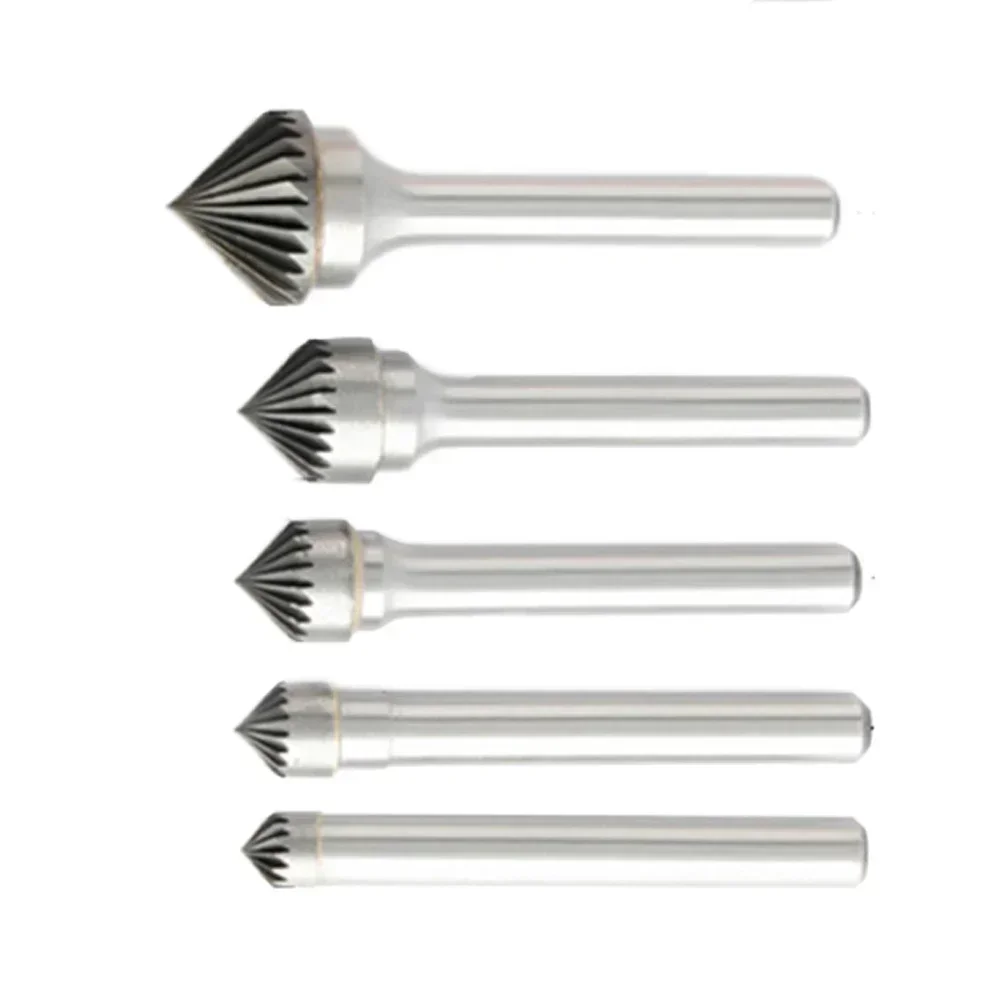 Rotary File 90 Degree Chamfer Grinding Head Conical Alloy Hard Metal Grinding Head K-Type File Boring Rotary File Carving Tool